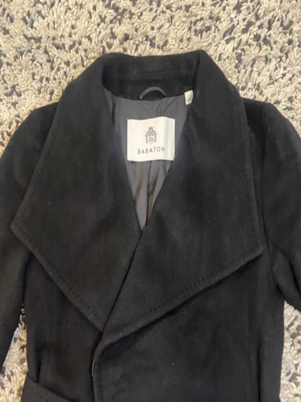 Babaton Montage Coat Black Small Camel Hair & Virgin Wool Wrap Belted - Picture 7 of 16